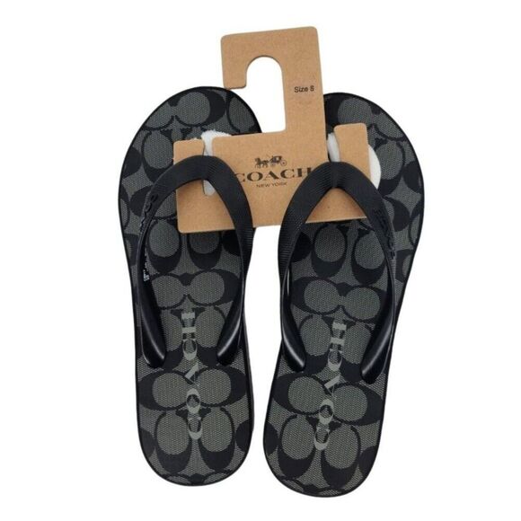 Coach Lynn Flip Flop Slip On Footwear Black Size 8 - Picture 1 of 4